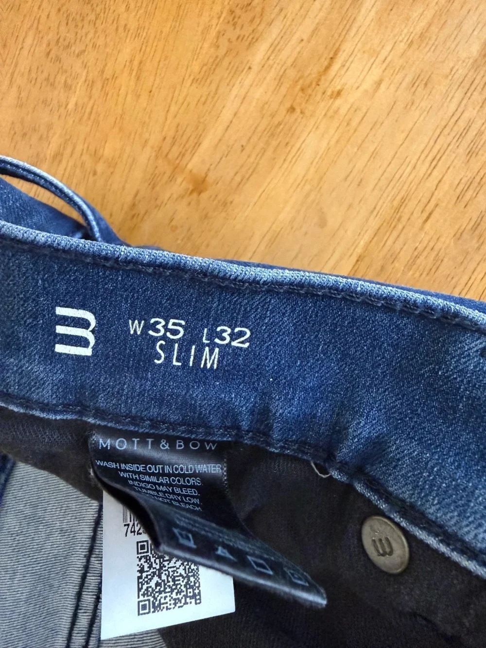 Mott & Bow Slim Straight Leg Jeans 35x31 Denim Stretch Dark Wash